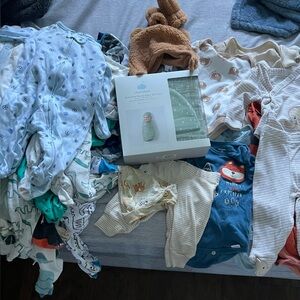 Baby Clothing Bundle with Blue and White Outfits